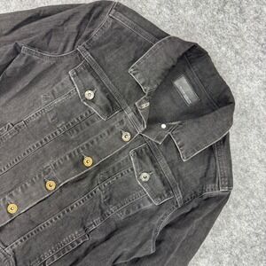 Articles of Society Womens Black Denim Taylor Jacket Blackjack Wash Size Medium